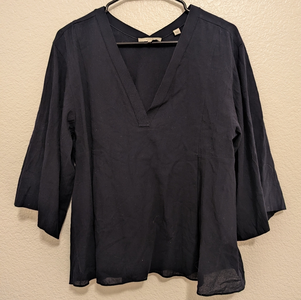 Vince Navy Blue Cotton Blouse XS